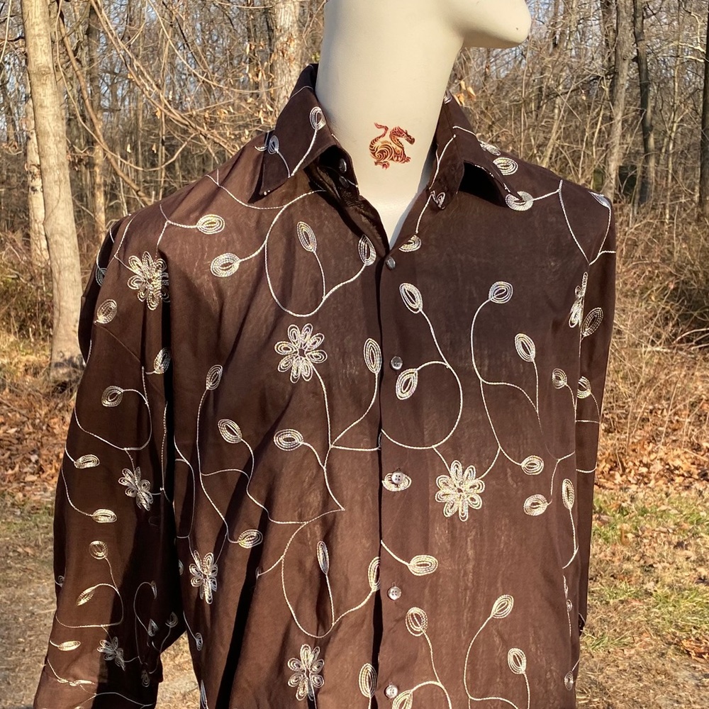 Monzini Collection 2xl embroidered men’s shirt
